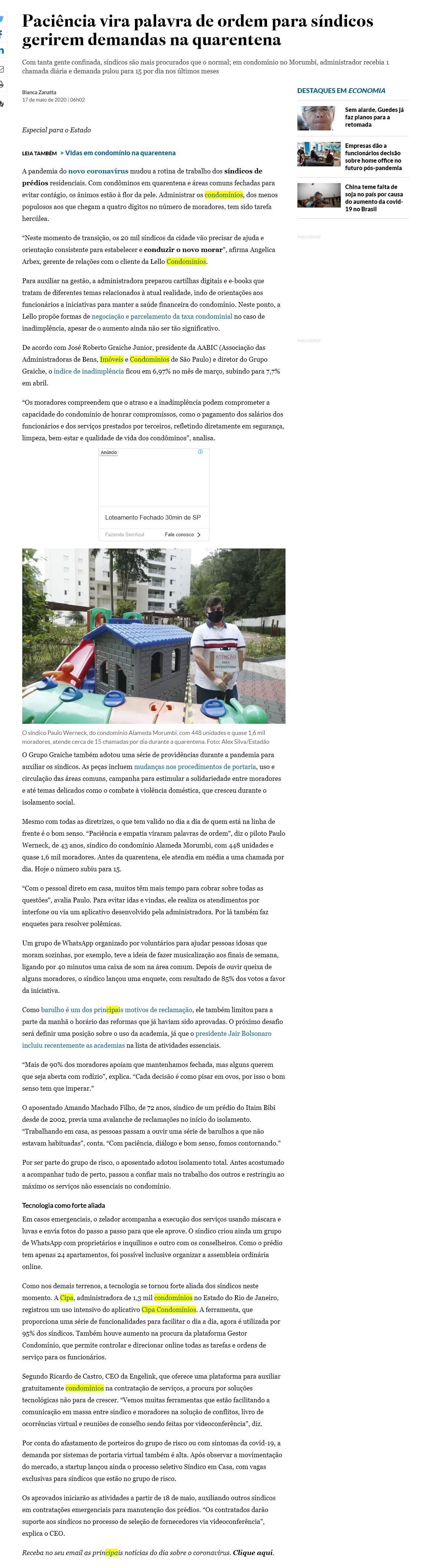 ESTADÃO: GESTÃO NA QUARENTENA